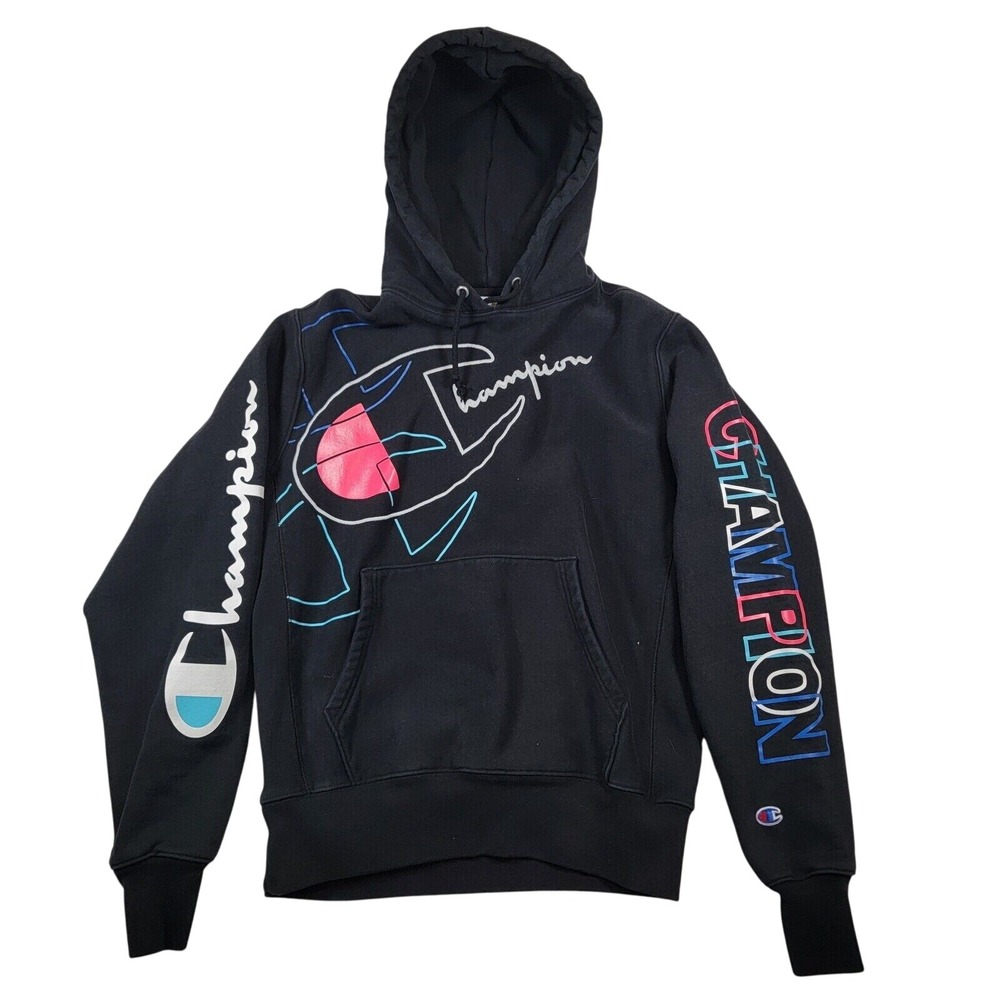 Champion Reverse Weave Men's Sz Medium‎ Black Spellout Embroidered Retro